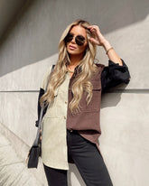 Lisha Cotton Colorblock Corduroy Shacket Ins Street